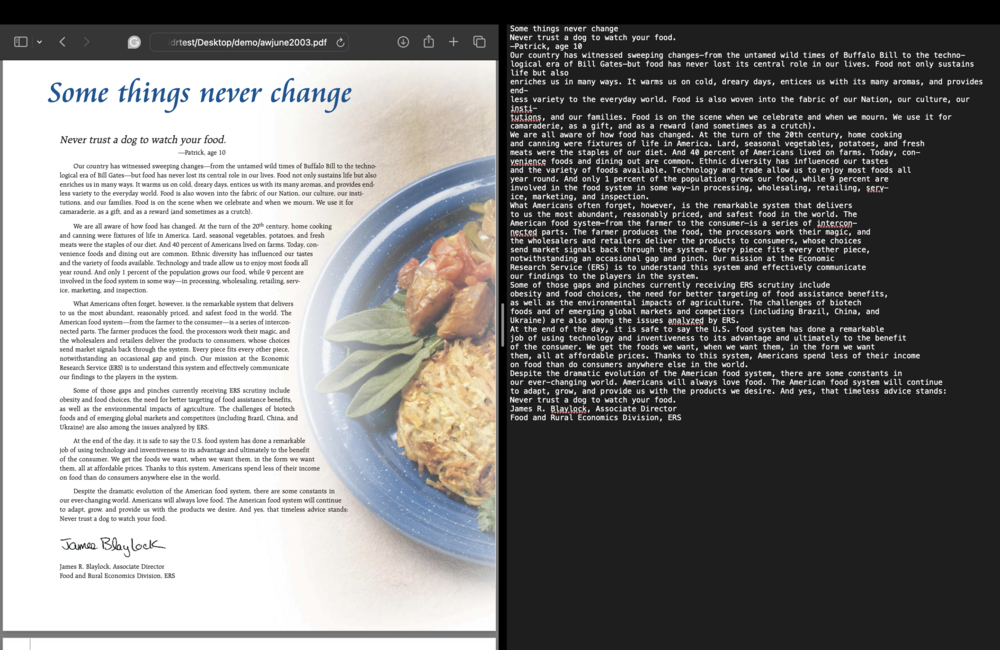 extracted text from PDF files