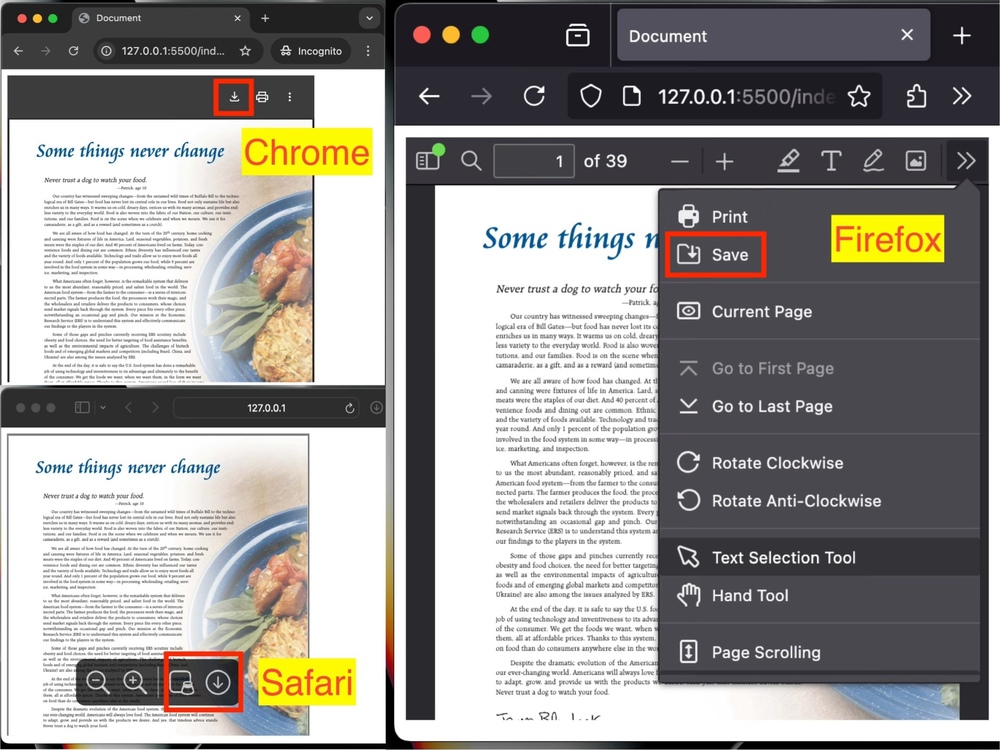 screenshot of embedding pure PDF files