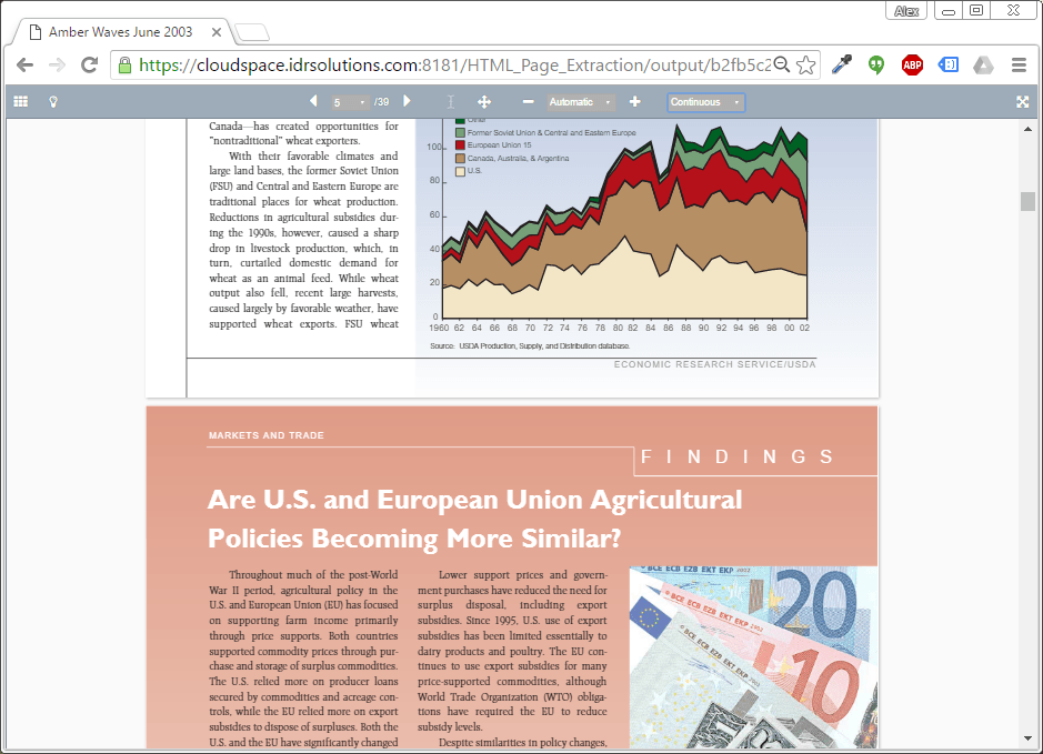 Screenshot of Continuous mode layout