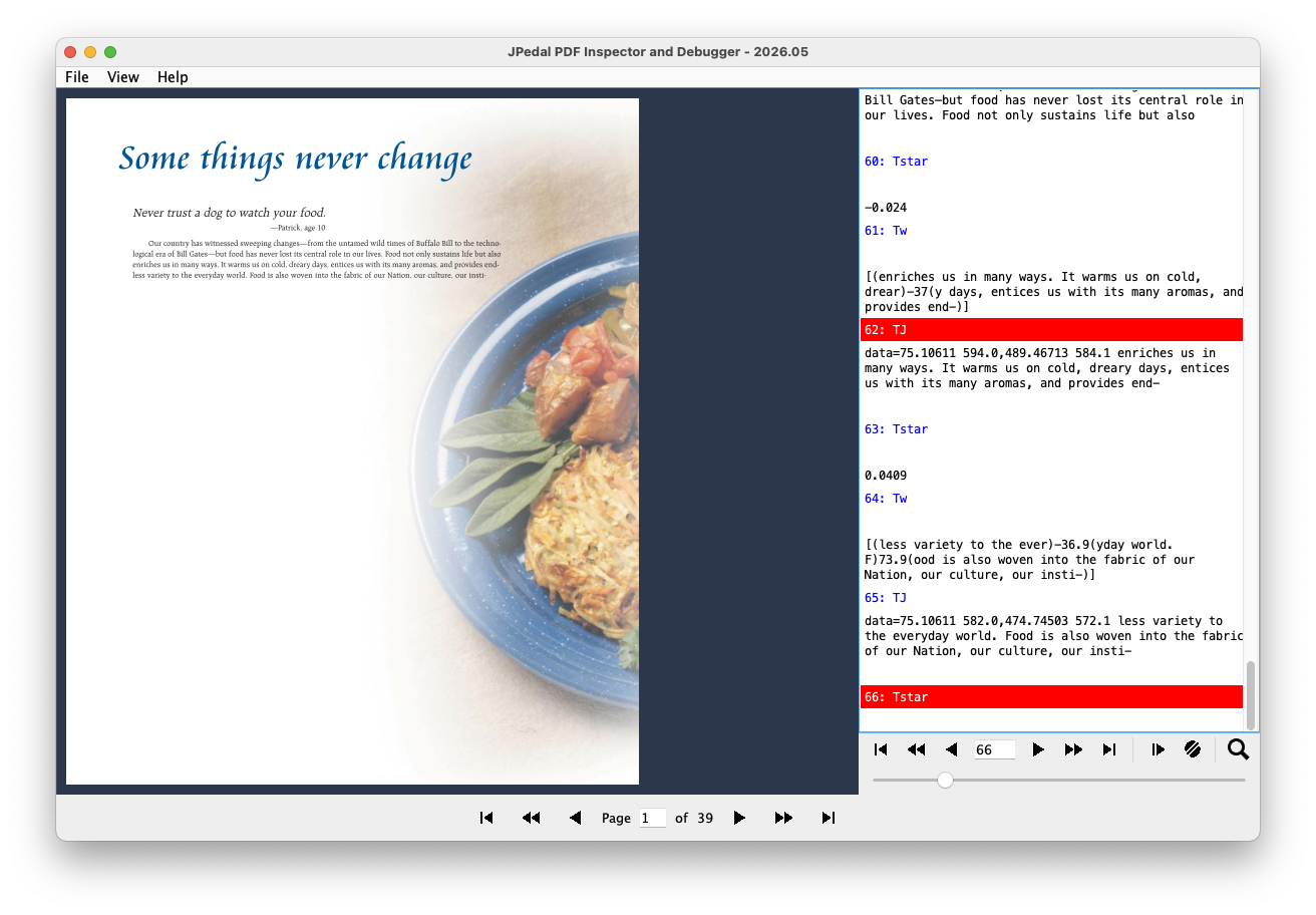 JPedal PDF Inspector stream debugger with breakpoints set in PostScript commands