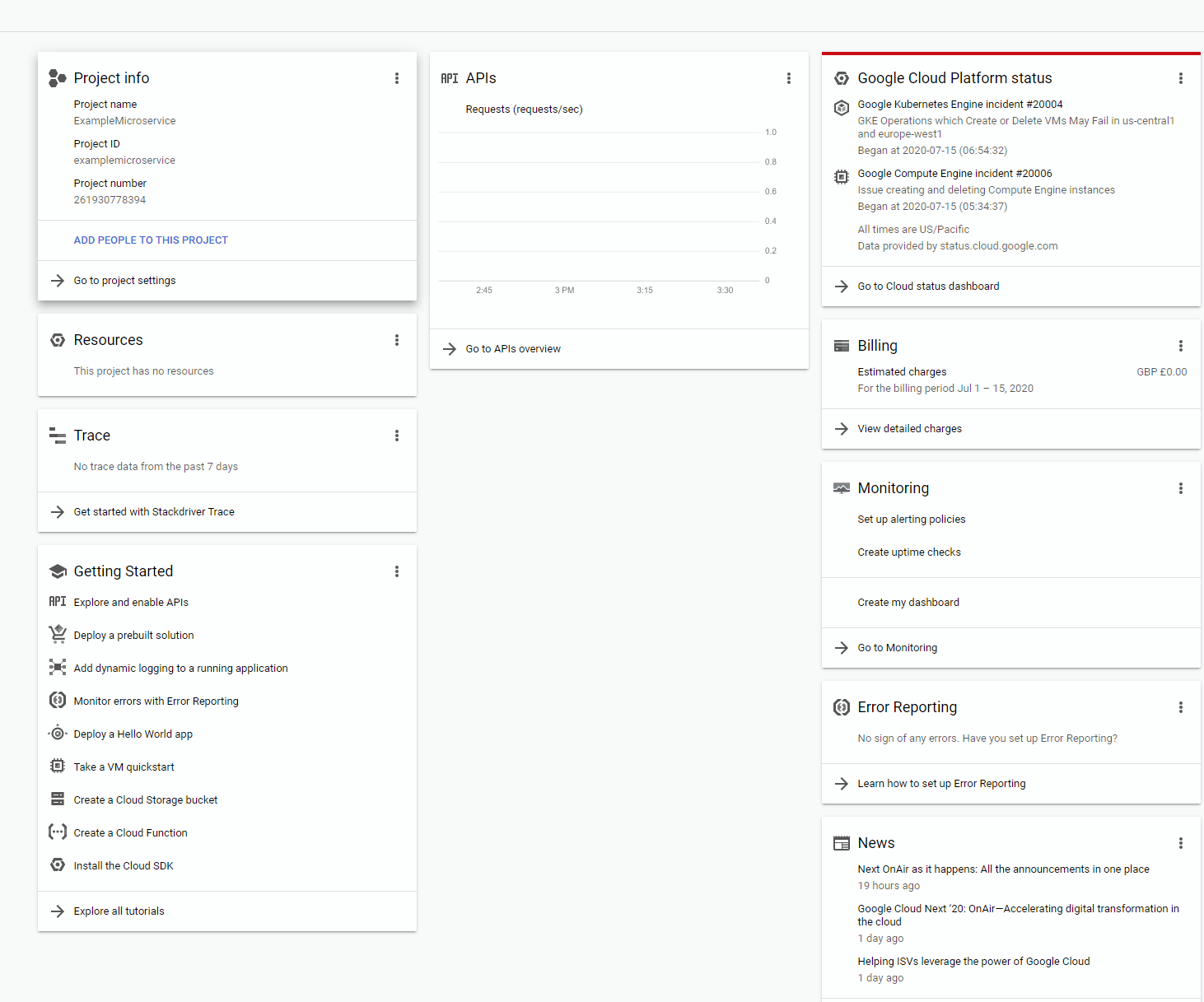 project information menu